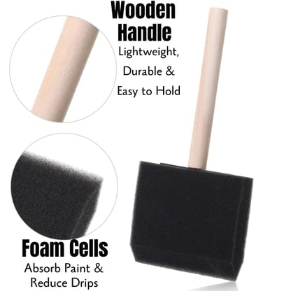 Bates 3-Inch Foam Paint Brushes, 12 Pack - Sponge Brushes for Painting, Staining, and Mod Podge - color: Black, size: 3 inch, 12 Pack