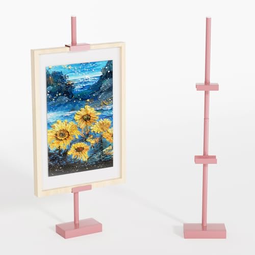 Tabletop Picture Frame Stand, Adjustable for Frames Up to 29" H, Frame Holder Stand Table Easels for Display, Metal Standing Easel Display Stand for Picture Frames, Artwork, Canvas (Pink) - color: Pink