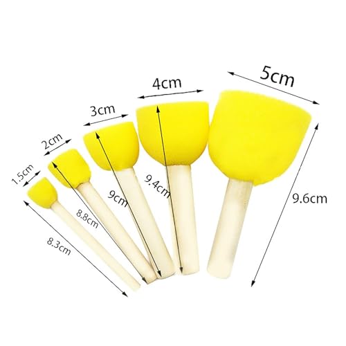 10 Pcs Round Painting Sponges Foam Brushes Foam Stencil Sponge Daubers Wood Handle Sponge Brush Painting Sponge Sticks Tools