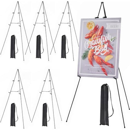 MEEDEN 6Pcs Easel Stand for Sign: 63" Art Metal Easels for Display with Bag - Portable Foldable Instant Tripod Easel Sign Stand for Wedding, Painting Canvas, Presentations, Posters - size: 6-PACK