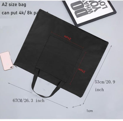 A2 Artist Portfolio Bag Large Waterproof Portfolio Case Portable Drawing Painting Board Bag Foldable Sketching Artwork Tote Bag 4K 8K Sketchpad Canvas Handbag Poster Art Supplies Storage Folder
