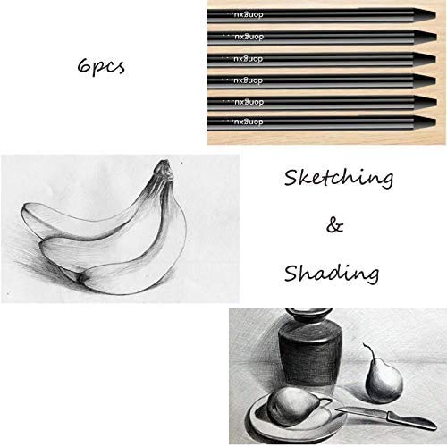 6pcs Woodless Sketch Charcoal Pencils Set - Professional 2H 2B 4B 8B 6B HB Charcoal Graphite Pencils for Drawing Sketching Shading Art Supplies for Artists Beginners - color: 6pcs