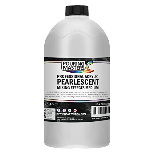 Pouring Masters 32 Oz (Quart) Acrylic Pearlescent Effects Medium - Creates Pearl Iridescent Metallic Shimmer for Fluid Art & Acrylic Painting - size: 32-ounces