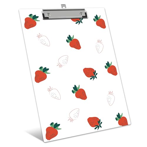 Strawberry Clipboard, Cute ClipBoards with Low Profile Clip for Teachers Nurses Students, Fashion ClipBoards Suitable for School Office, 12.6 x 9 Inch Size - C03 - style: Straweberry