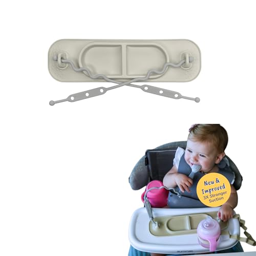 BUSY BABY Silicone Mini Mat - NEW and Improved Suction Cups, 2 Straps to Secure Baby Essentials, Self Feeding, Baby Led Weaning, Travel Wet Bag Included (Tan Mini) - color: Tan Mini