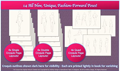Fashion Sketchbook 432 Figure Templates, Premium Hardcover, Heavy-Weight Multi-Media Paper (9x12 in)