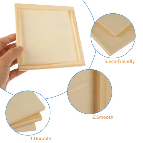 YOUNTHYE 24PCS Wood Panels for Painting Bulk 6x6 Wood Boards for Crafts Unfinished Wood Canvas Boards for Painting Square Wooden Panel Boards Painting Canvas for Painting, Pouring, Arts