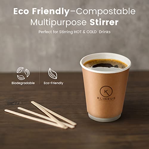 1000pc Wood Coffee Stir Sticks - Biodegradable 7" Wood Stirrers for Coffee, Disposable Wooden Stir Sticks for Coffee Bar, Wooden Coffee Stirrers, Round-end BPA free Coffee Sticks - size: 7 Inches - 1000 Sticks