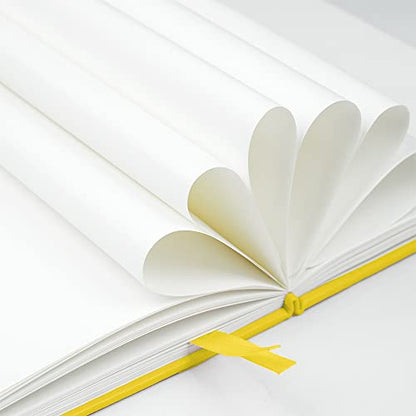 JOYEUX Blank Journal Notebook, A5, 160 Pages 100 Gsm Thick Sketch Books Hardcover Journal for Writing, 5.7 inches x 8 inches Notebooks for Work (Yellow) - color: Yellow
