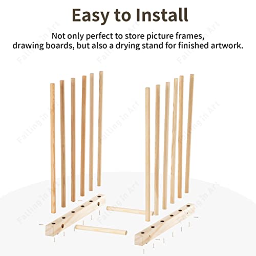 Falling in Art Small Wooden Art Storage Rack - Canvas Drying Stand for Artworks, Frames, Canvases, Drawing Boards, Prints, Panels, Paintings Display - size: Small