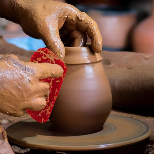 DIYOOHOMY Pottery Ribs for Pottery Tools and Clay Tools, Soft Silicone Ceramic Supplies Kit for Shapes Sculpting,Mud,Trimming,Throwing (2) - color: red-2