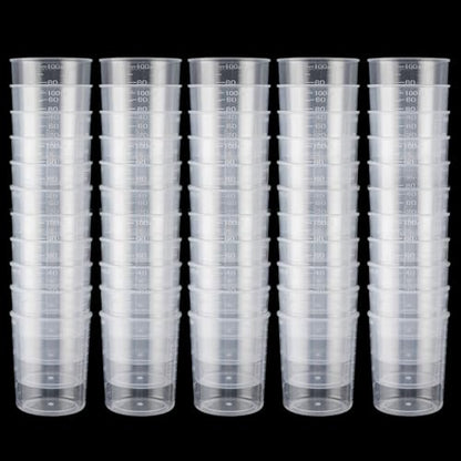 CertBuy 100PCS Resin Mixing Cups 100ml, Plastic Measuring Cup 3.4oz, Epoxy Mixing Cups, Resin Cup for Epoxy, Stain, Paint Mixing