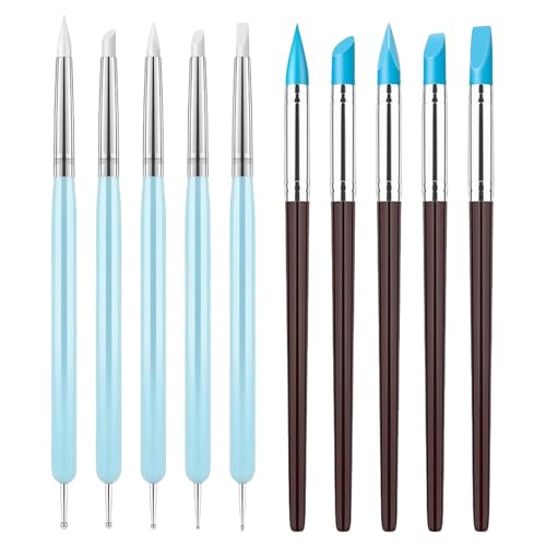 Silicone Brushes for Resin - Silicone Color Shaper Modeling Tools, Portable Art and Craft Brushes for Carving Dotting Sculpting Resin Clay Painting Artwork Projects