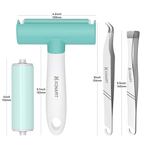 Xinart Brayer Rollers & Mat Remover Tool Set for Fabric Crafting, Reusable Sticky Lint Rollers Tool for Clothes/T-Shirts Heat Transfer Projects