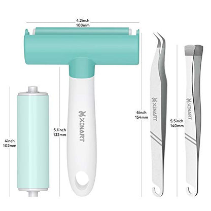 Xinart Brayer Rollers & Mat Remover Tool Set for Fabric Crafting, Reusable Sticky Lint Rollers Tool for Clothes/T-Shirts Heat Transfer Projects