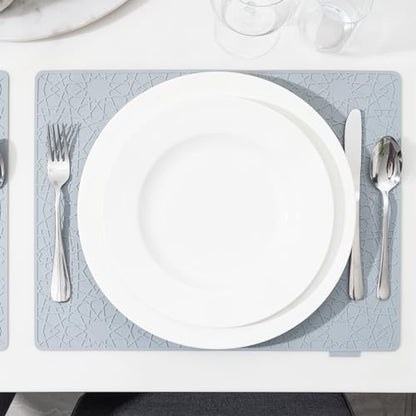 Modern Silicone Placemat Set of 2- Table Protector for Dining Room Table, Kitchen, Craft Mat- Non-Toxic, Anti-Slip, Dishwasher Safe, BPA Free, Heat Resistant - (Gray) - color: Gray