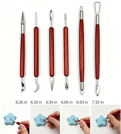 DaChihSheng 27 Pcs Clay Tools Kit Pottery Tools Polymer Clay Sculpting Tools Kit for Carving Air Dry Clay Tools Set for Adults Clay Sculpting Tools Ceramic Tools Graving Tools use for DIY Handicraft - color: Beige + Brownish Red