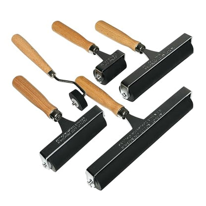 Soft Rubber Brayer – 45A Durometer Printmaking Roller, 2 Inch, for Gel Printing, Linocut & Block Printing, Heavy-Duty Steel Frame with Wood Handle - size: 2 in