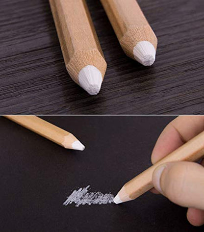 2pcs White Charcoal Pencils for Highlight,Drawing, Writing, Coloring, Gift for Artist, Hobbyist,Beginner (2pcs White) - color: 2pcs white