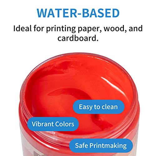 Falling in Art Water-Soluble Block Printing Ink, 6-Color Printmaking Ink Set for Linoleum Block, 3.5 floz