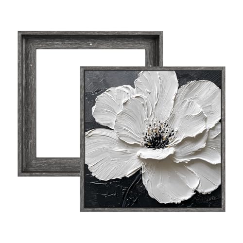 Floating Canvas Frame for 8x8 Handmade Paintings, 2 Pack Square Floater Frames with 0.9" Deep for Modern Abstract Wall Art Flower Floral Prints, Home Office Gallery Show Exhibition Decor (Gray) - color: Gray, size: 8x8"