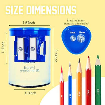 Manual Pencil Sharpener - 2 Pcs Dual Hole Premium Quality Pencil Sharpeners for Standard & Large Sized Pencils - Handheld Pencil Sharpener for Kids, Adults, Artists, Home & Office Uses