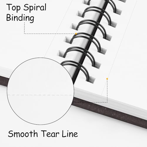 8.3x5.8 Sketch Book, Top Spiral Bound Sketch Pad, 60sheets 92lb/150gsm Bright White Paper, Acid-Free Mixed Media Paper for Painting, Dawing & Art Supplies. B-DarkCoffee - color: TopSpiral-BrightWhite-Dark Coffee