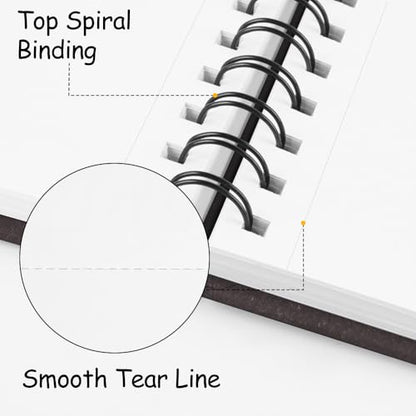 8.3x5.8 Sketch Book, Top Spiral Bound Sketch Pad, 60sheets 92lb/150gsm Bright White Paper, Acid-Free Mixed Media Paper for Painting, Dawing & Art Supplies. B-DarkCoffee - color: TopSpiral-BrightWhite-Dark Coffee