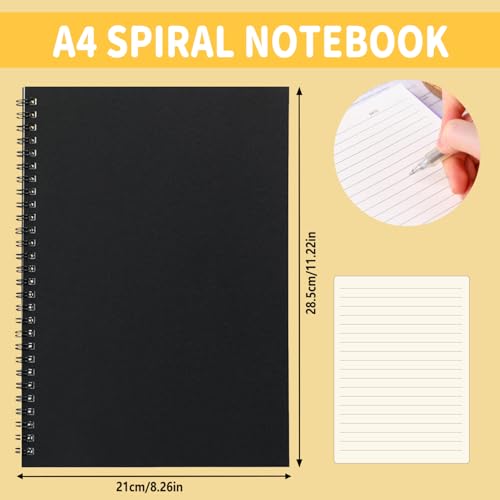 BoAn Spiral Notebook 2 Pcs 8.3 Inch x 11.2 Inch A4 Notebook 76 Pages/ 38 Sheets Soft Cover Spiral Notebook Journal Sketchbook Soft Kraft Cover Sheets for Students Office Business - size: 8.3" x 11.2"