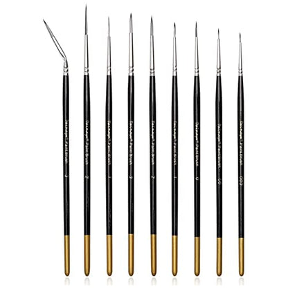 Fine Detail Paint Brush Set - 9 Pieces Miniature Brushes for Watercolor, Acrylic Painting, Airplane Kits, Face, Nail, Scale Model Painting, Line Drawing