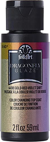 FolkArt Multi-Surface Dragonfly Glaze Multi-Surface Paint (2 oz), 44381, Gold-Red-Violet - color: Gold-Red-Violet