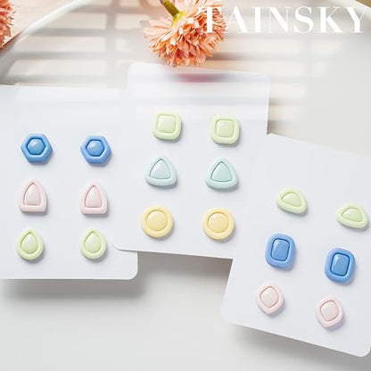 TAINSKY Polymer Clay Cutters - Frame Clay Cutters, Boho Polymer Clay Cutters for Earrings Jewelry Making, 14 Shapes Mini Clay Earrings Cutters(Studs Clay Cutters) - color: Mini Studs Set