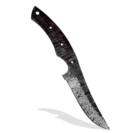 Custom Hand Forged Damascus Steel Blank Blade DIY Knife Making Kit Including Walnut Scale, Leather sheath, Pin, Fiber Sheet Camping Blade Damascus Blade Billet Handmade Knife Making Supply (BK-J) - color: BK-J