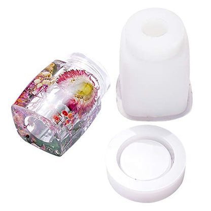 4 Style DIY Jewelry Resin Casting Molds Bottle Storage Jar With Lid Crystal Epoxy Mold Kit Handmade Craft Aromatherapy Candle Making Tool Clear Silicone Plaster Clay Mould （Rectangle Bottle） - color: （Rectangle Bottle）