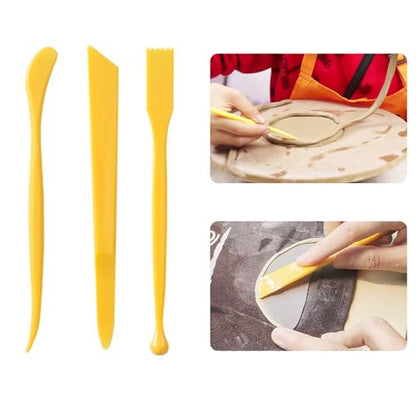 15PCS Polymer Clay Tool Set Acrylic Clay Roller with Thickness Ring,Sheet Backing Board,Clay Scraper,Round Shape Clay Cutter for DIY Craft Pottery Polymer Clay Shaping Tool