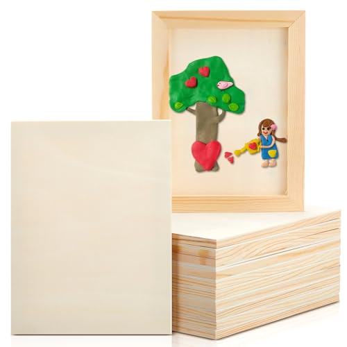 Kathfly 12 Pcs 5 x 7'' Wood Panel Boards, Unfinished Wood Canvas Panels for Painting Crafts DIY Drawing Pouring Art Projects - size: 5 x 7inch