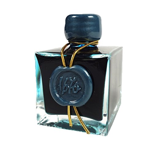 J. Herbin 1670 Anniversary Inks - Gold Sheen 50 ml Bottled - Emerald of Chivor (Emerald Green-Blue Ink) - color: Emerald of Chivor