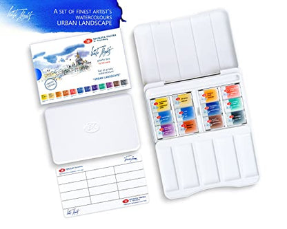 White Nights Watercolor Artists Grade Paint Set Urban, 12 full pans 2.5ml, In Plastic Case by Nevskaya Palitra