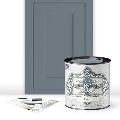 ALL-IN-ONE Paint by Heirloom Traditions, 2 Quart Cabinet Paint Bundle and Tool Kit - Haven (heathered, muted blue) - color: Haven