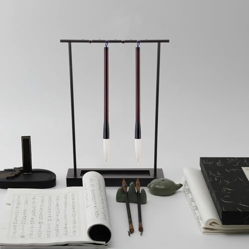 COHEALI Chinese Calligraphy Brush Holder Stand Iron Ink Brush Rack Storage Rack for Calligraphy Artists and Students