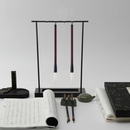 COHEALI Chinese Calligraphy Brush Holder Stand Iron Ink Brush Rack Storage Rack for Calligraphy Artists and Students