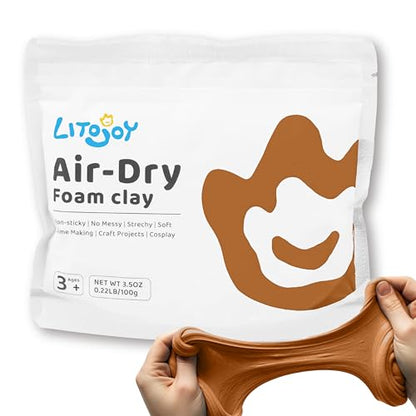 Light Brown Air Dry Foam Clay - 3.5 OZ (0.22 LB) 100 Grams -Modeling, Soft, Light Weight, for School Supply, Art Projects,Christmas Deco,Cosplay Props, Slime Supply, Flower Mirror (Soil Brown) - color: Light Brown