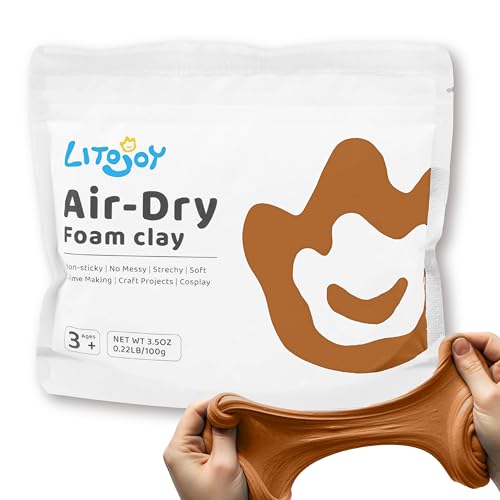 Light Brown Air Dry Foam Clay - 3.5 OZ (0.22 LB) 100 Grams -Modeling, Soft, Light Weight, for School Supply, Art Projects,Christmas Deco,Cosplay Props, Slime Supply, Flower Mirror (Soil Brown) - color: Light Brown