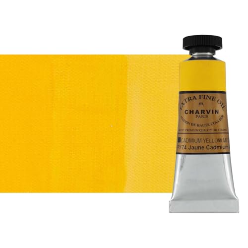 Charvin Extra Fine Oil Paint, Cadmium Yellow Medium 20 mL - Triple-Milled, Rich Texture, Poppy Oil-Based, Light-Fast, Handmade, Archival Quality - color: Cadmium Yellow Medium, size: 0.68 Fl Oz (Pack of 1)