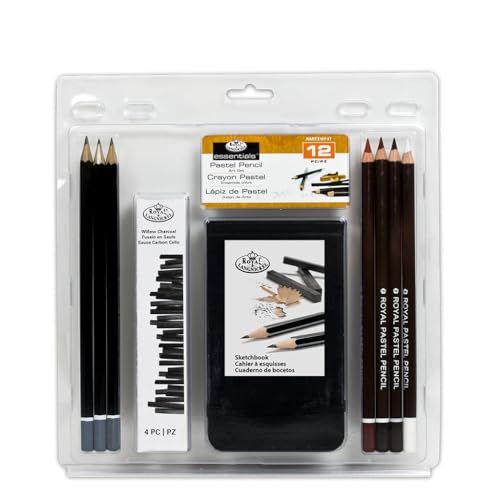 Royal Brush RART-2107 Clamshell Art Sets-Pastel Pencil W/Sketchbook 12Pc - color: Grey