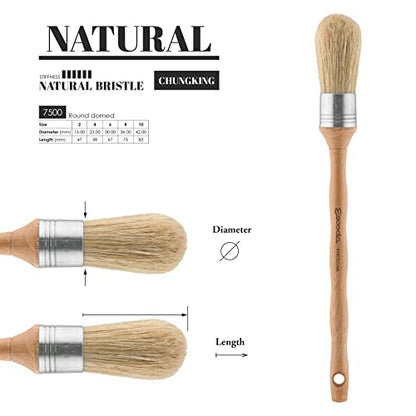 Escoda Series 7500 Artist Oil and Acrylic Paint Brush for Murals, Decorative Work & Faux Finishing, Natural Chungking Hog Bristle, Round Dome, Size 2