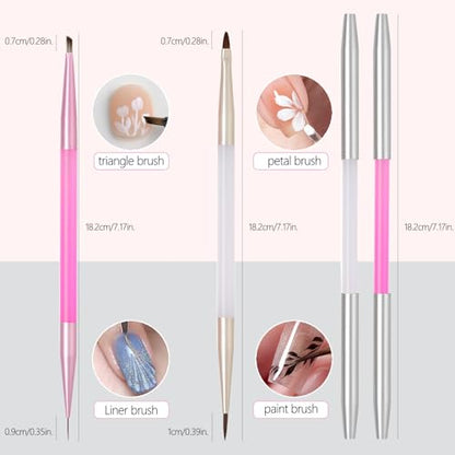 2Pcs Nail Art Brushes Set for Flower Petal Butterfly Drawing, 3D Gel Acrylic Nail Brush, Fine Liner Nails Design Tool, Professional Watercolor Painting Pen for Manicure DIY Salon - color: Flower Painting Brush