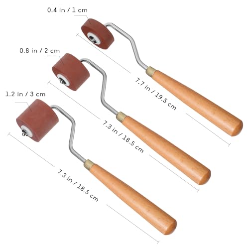 Lurrose 3pcs Rubber Roller Set for Printmaking with Three Different Widths 1cm 2cm 3cm Smooth Rolling Hand Rollers for Crafting Gluing and Painting