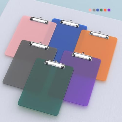 Color Clipboards 12 Pack, A4 Plastic Clear Clip Board 8.5 x 11 for Classroom, Students, Kid, Woman, Size 9" x 12.5" with Low Profile Clip, Office & School Supply