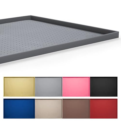 Hubulk Dog Feeding Mat,100% Waterproof Food Grade Silicone Pet Food and Water Bowl Placemat,Dishwasher, High Raised Edge to Prevent Spills,Nonslip Tray to Stop Messes on Floor (32"x24"x1.0", Grey) - color: Grey, size: 32"l X 24"w